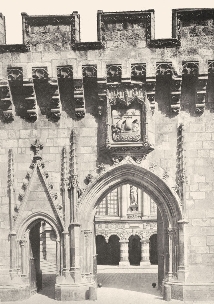 CHARENTE-MARITIME. La Rochelle- Porte de l'hôtel de ville 1904 old print